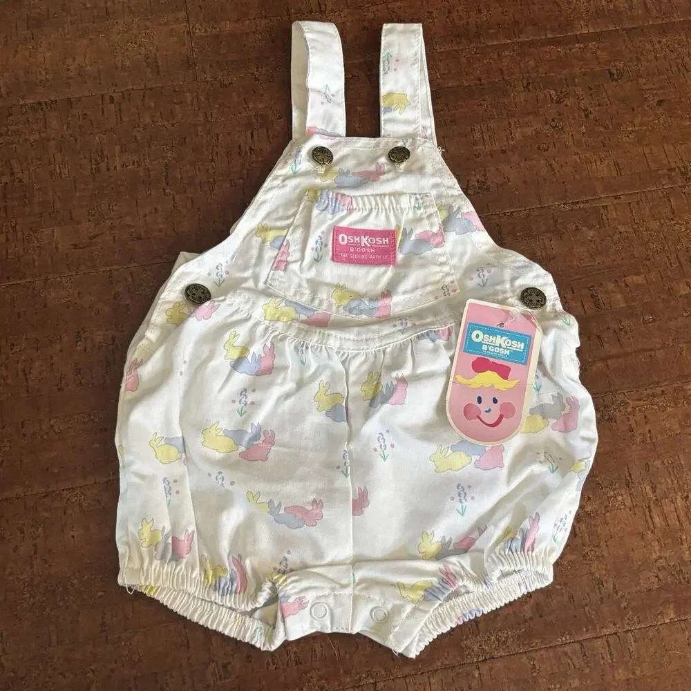 NWT Rare Vintage OshKosh Bgosh Romper 18 Months Easter Bunny Print Made in USA